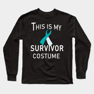 Cervical Cancer Teal Ribbon Survivor Halloween Costume Long Sleeve T-Shirt
